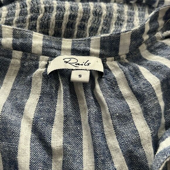 Rails Jasmine Linen Blend Drop Elastic Waist Dress Tibet Stripe Size small - Picture 9 of 10